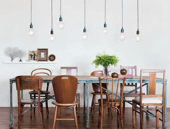 Industrial lighting on sale over dining table